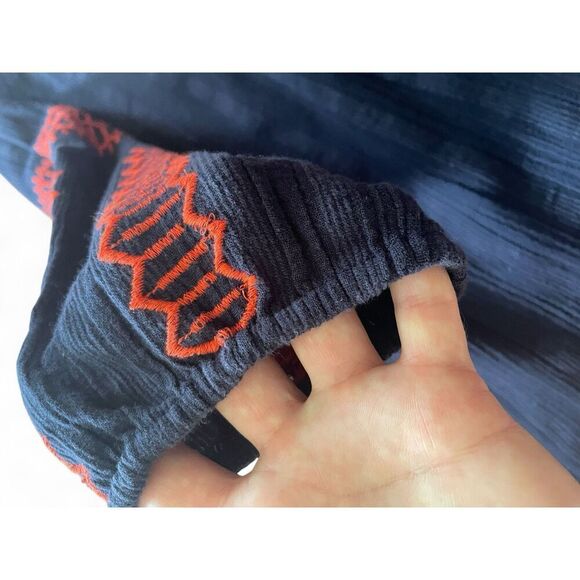 NWT Crown & Ivy Women’s Embroidered  Blue/ Red Long Sleeves Cotton Blouse M - Picture 7 of 10